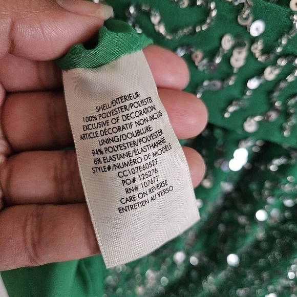 Alice + Olivia Green Sequin Beaded Long Sleeve Mini Dress - Picture 14 of 14